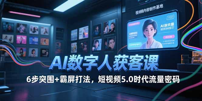 AI数字人获客课，6步突围+霸屏打法，短视频5.0时代流量密码-阳明聊项目