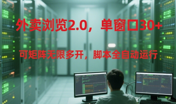 外卖浏览2.0，单窗口30+可矩阵无限多开，脚本全自动运行【揭秘】-阳明聊项目