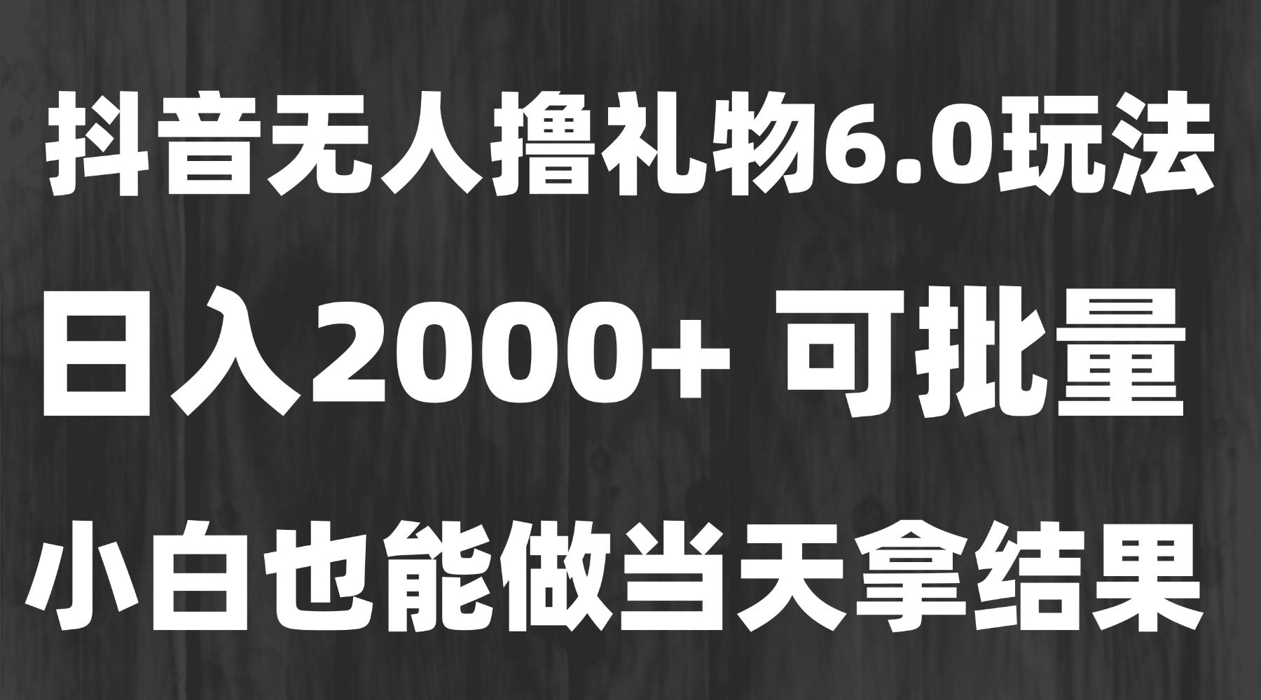 最新风口暴力撸金技术，无人撸礼物，长期稳定 一天收益2000+，小白当天…-阳明聊项目