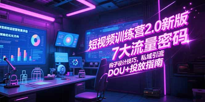 短视频训练营2.0新版，7大流量密码/钩子设计技巧/私域引流/DOU+投放指南-阳明聊项目