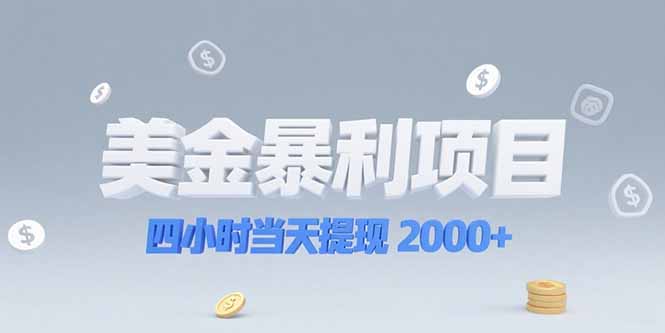 美金暴利项目，四小时当天提现 2000+机会留给会选赛道的人-阳明聊项目