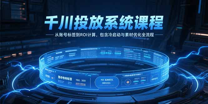 千川投放系统课程，从账号标签到ROI计算，包含冷启动与素材优化全流程-阳明聊项目