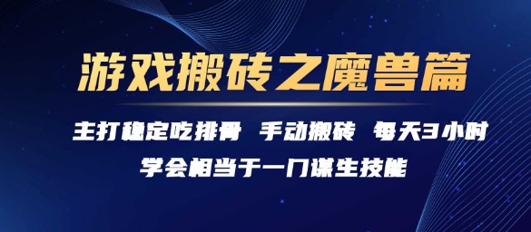 游戏搬砖之魔兽篇，稳定吃排骨每天3小时【揭秘】-阳明聊项目