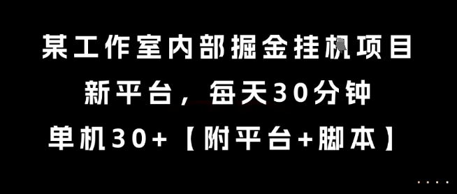 某工作室内部掘金挂G项目，新平台，每天30分钟，单机30+【揭秘】-阳明聊项目
