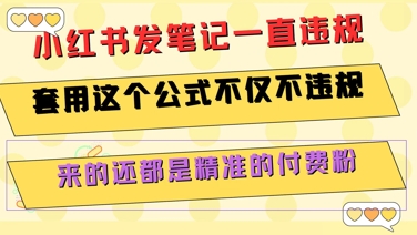 小红书发笔记一直违规，套用这个公式不仅不违规，来的还都是精准的付费粉-阳明聊项目