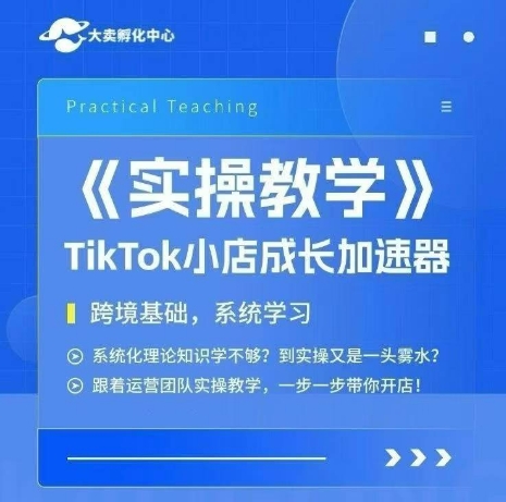 大卖家孵化中心TikTok实操课，TikTok小店成长加速器，跨境基础系统学习，一步一步带你开店-阳明聊项目
