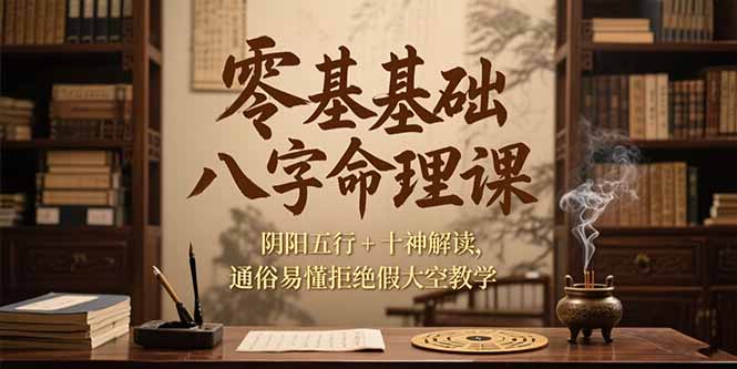 零基础八字命理课，阴阳五行+十神解读，通俗易懂拒绝假大空教学-阳明聊项目