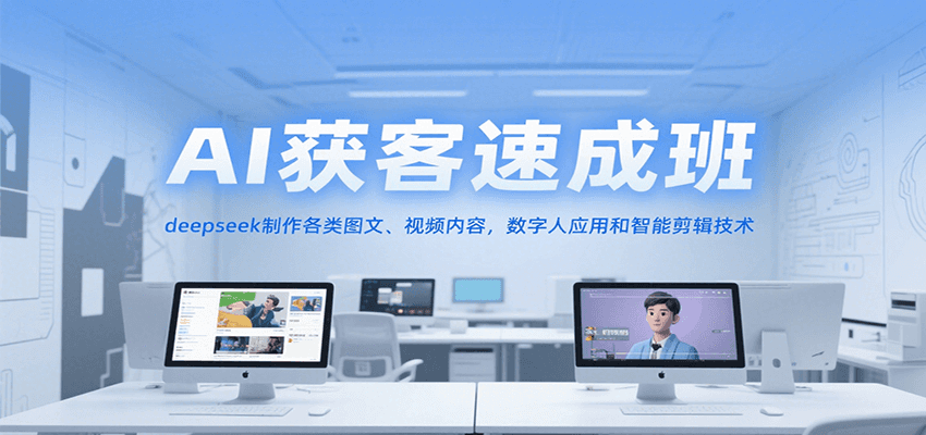 AI获客速成班，deepseek制作各类图文、视频内容，数字人应用和智能剪辑技术-阳明聊项目