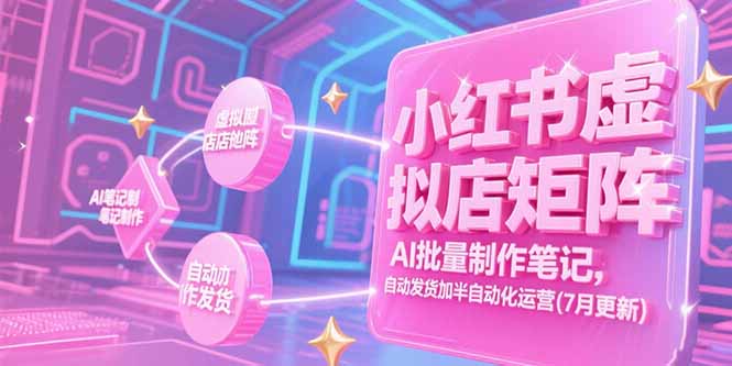 小红书虚拟店矩阵，AI批量制作笔记，自动发货加半自动化运营(7月更新-阳明聊项目