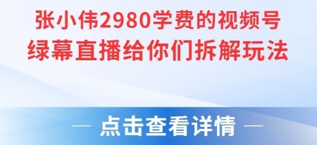 张小伟2980付费额视频号绿幕直播给你们拆解玩法-阳明聊项目