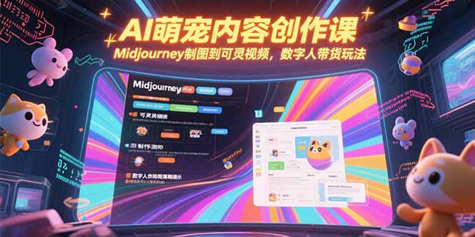 AI萌宠内容创作课，Midjourney制图到可灵视频，数字人带货玩法-阳明聊项目