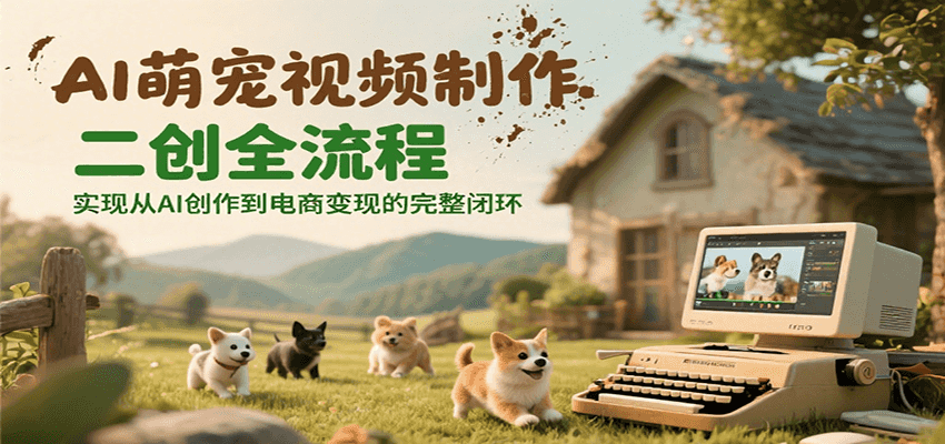 AI萌宠视频制作二创全流程，实现从AI创作到电商变现的完整闭环-阳明聊项目