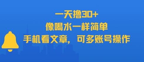 一天撸30+，像喝水一样简单，手机看文章，可多账号操作-阳明聊项目