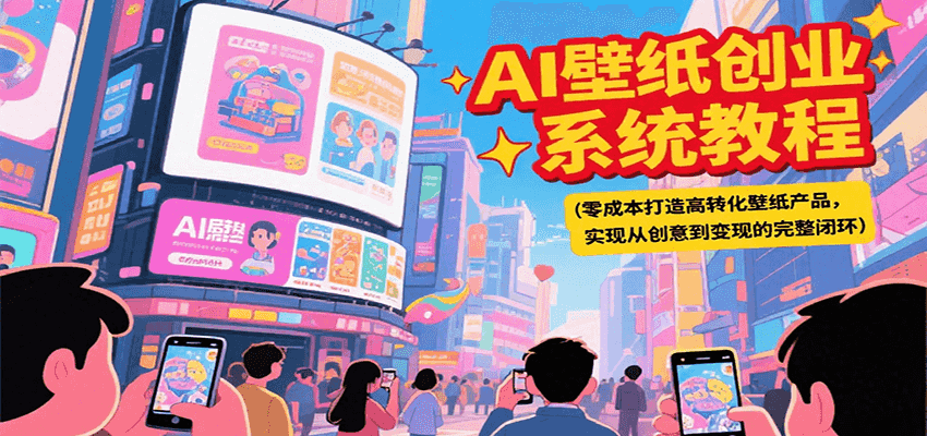 AI壁纸创业系统教程，零成本打造高转化壁纸产品，实现从创意到变现的完整闭环-阳明聊项目