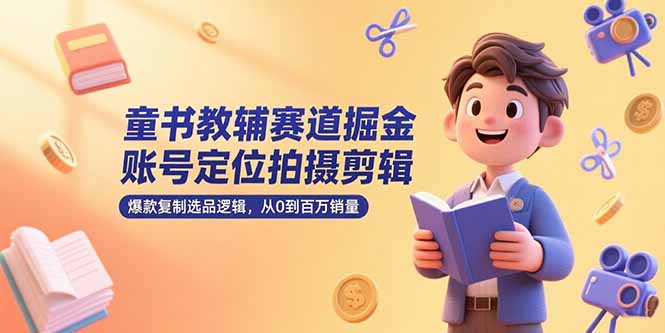 童书教辅赛道掘金，账号定位拍摄剪辑，爆款复制选品逻辑，从0到百万销量-阳明聊项目
