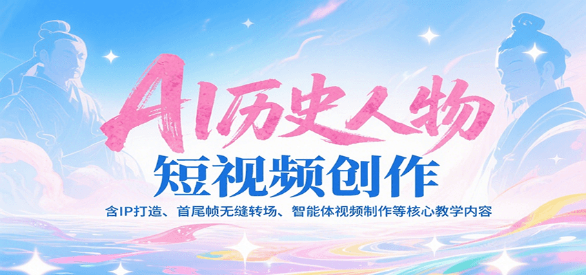 AI历史人物短视频创作，含IP打造、首尾帧无缝转场、智能体视频制作等核心教学内容-阳明聊项目