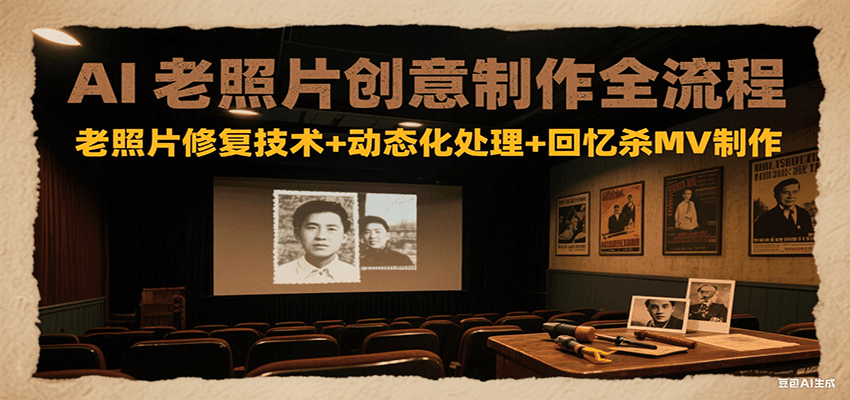 AI老照片创意制作全流程：老照片修复技术+动态化处理+回忆杀MV制作-阳明聊项目