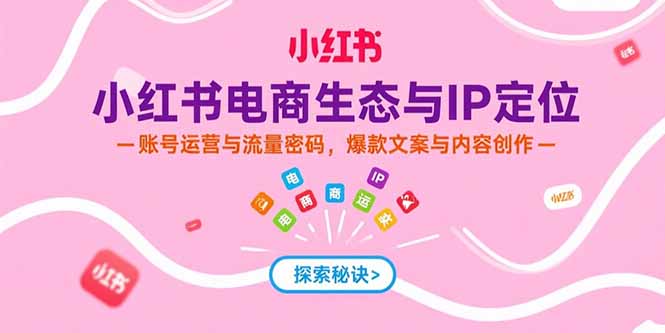 小红书电商生态与IP定位，账号运营与流量密码，爆款文案与内容创作-阳明聊项目