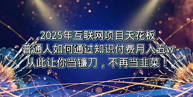 2025年互联网项目天花板，普通人如何通过卖项目实现逆风翻盘，月入5W＋！-阳明聊项目