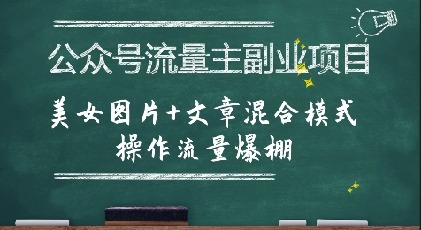 公众号流量主副业项目，美女图片+文章混合模式操作流量爆棚-阳明聊项目