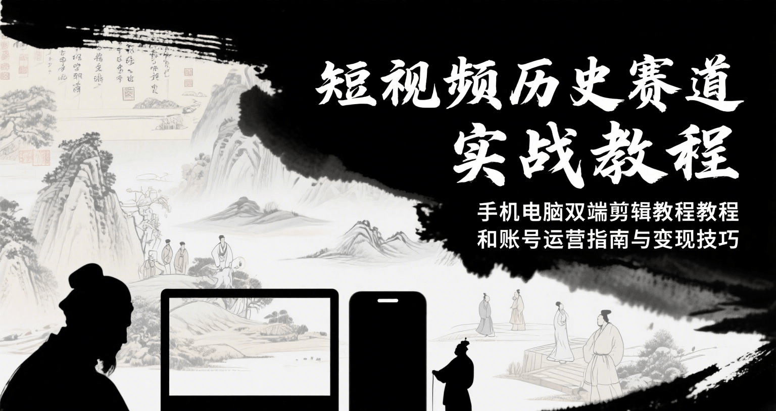 短视频历史赛道实战教程，手机电脑双端剪辑教程和账号运营指南与变现技巧-阳明聊项目