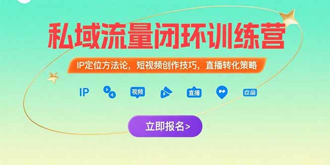 私域流量闭环训练营：IP定位方法论，短视频创作技巧，直播转化策略-阳明聊项目