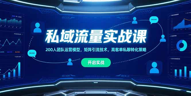 私域流量实战课，200人团队运营模型，矩阵引流技术，高客单私聊转化策略-阳明聊项目
