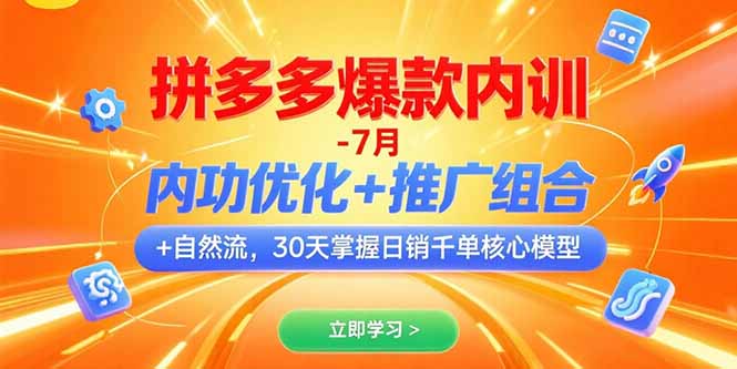 拼多多爆款内训-7月 内功优化+推广组合+自然流 30天掌握日销千单核心模型-阳明聊项目