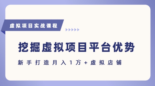 抓住虚拟项目各平台优势，新手轻松月入1W+(给出具体建议)-阳明聊项目