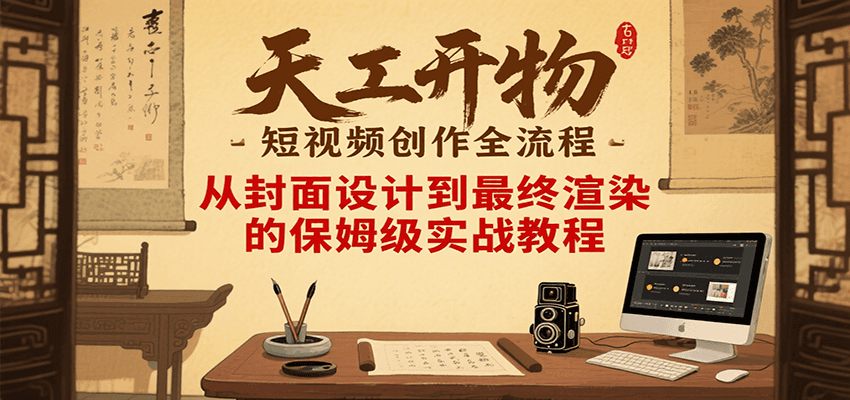天工开物短视频创作全流程，从封面设计到最终渲染的保姆级实战教程-阳明聊项目