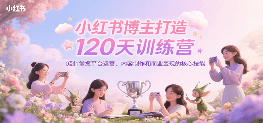 小红书博主打造120天训练营，0到1掌握平台运营、内容制作和商业变现-阳明聊项目