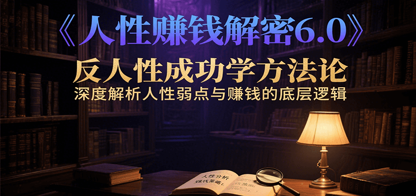 人性赚钱解密6.0，反人性成功学方法论，深度解析人性弱点与赚钱的底层逻辑-阳明聊项目